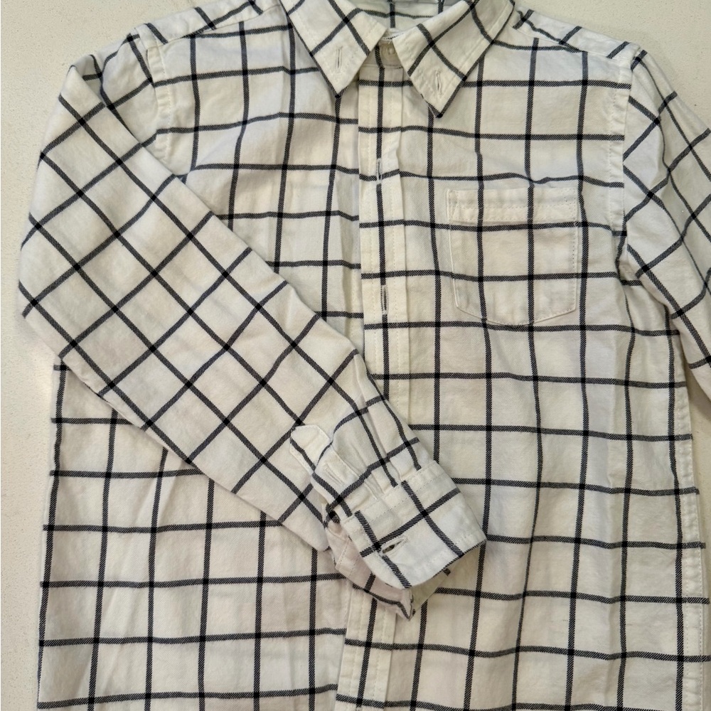 Janie and Jack Cream and Black Checkered Shirt